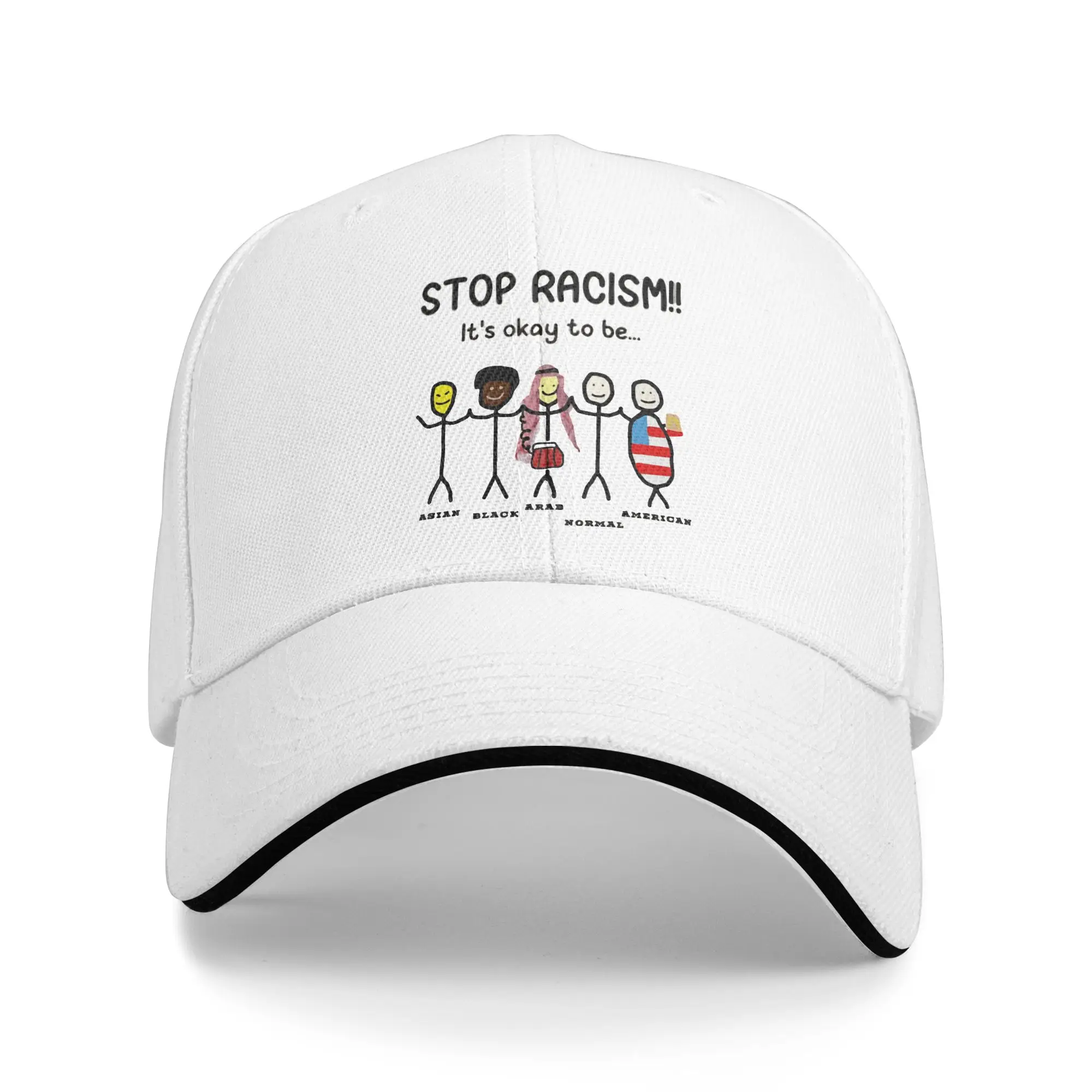 STOP RACISM!! It's okay to be... Normal, American Sandwich Hat Cap Trucker Cap Breathable Snapback Caps Baseball Cap