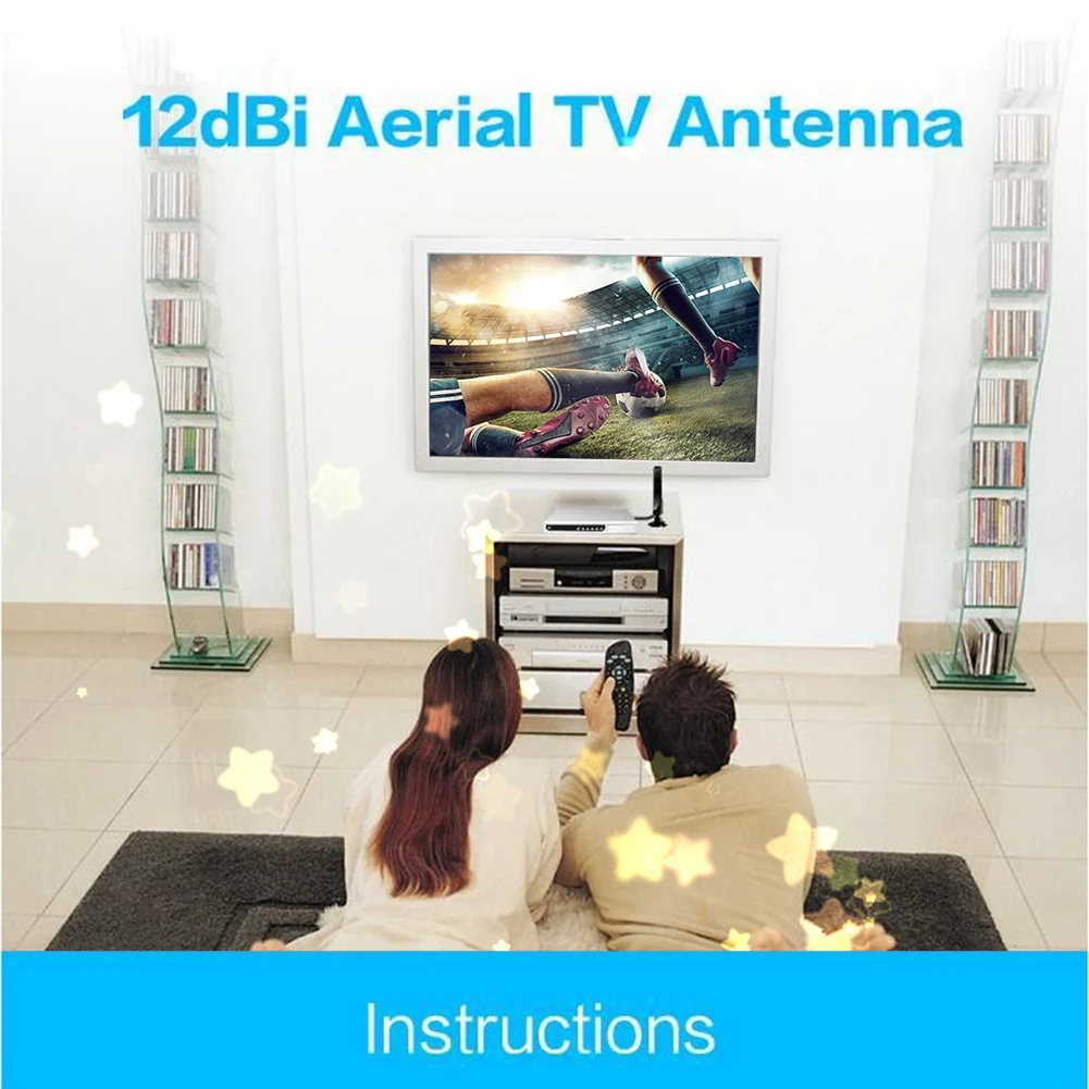 1080P TV Antenna HD Receiver for Home Indoor 50 Miles 12dBi Digital HDTV Booster