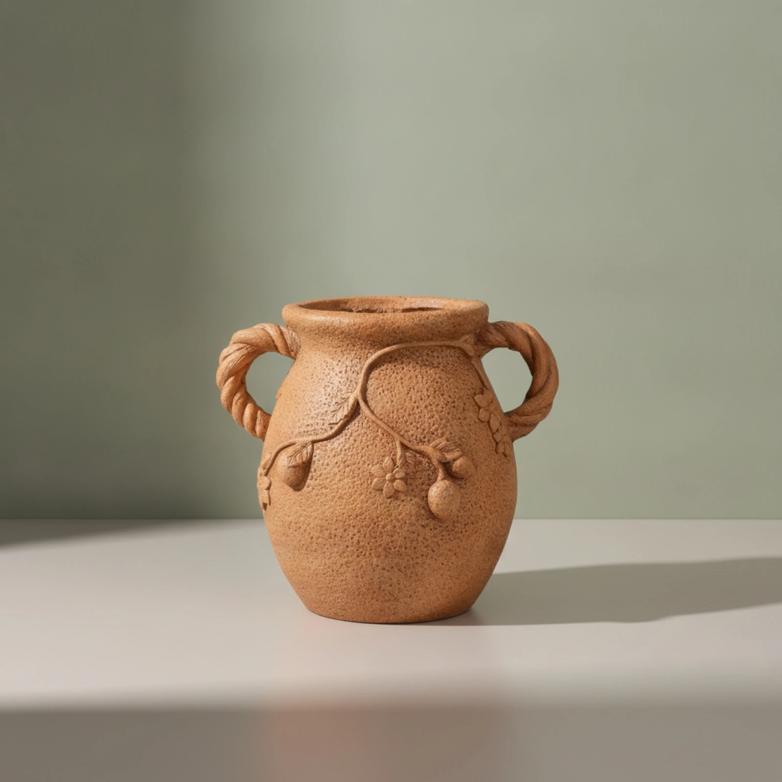Urn Planter with Handles Textured Urn Planter with Embossed Pattern Flower Pot Weather-Resistant Traditional for Gardeners