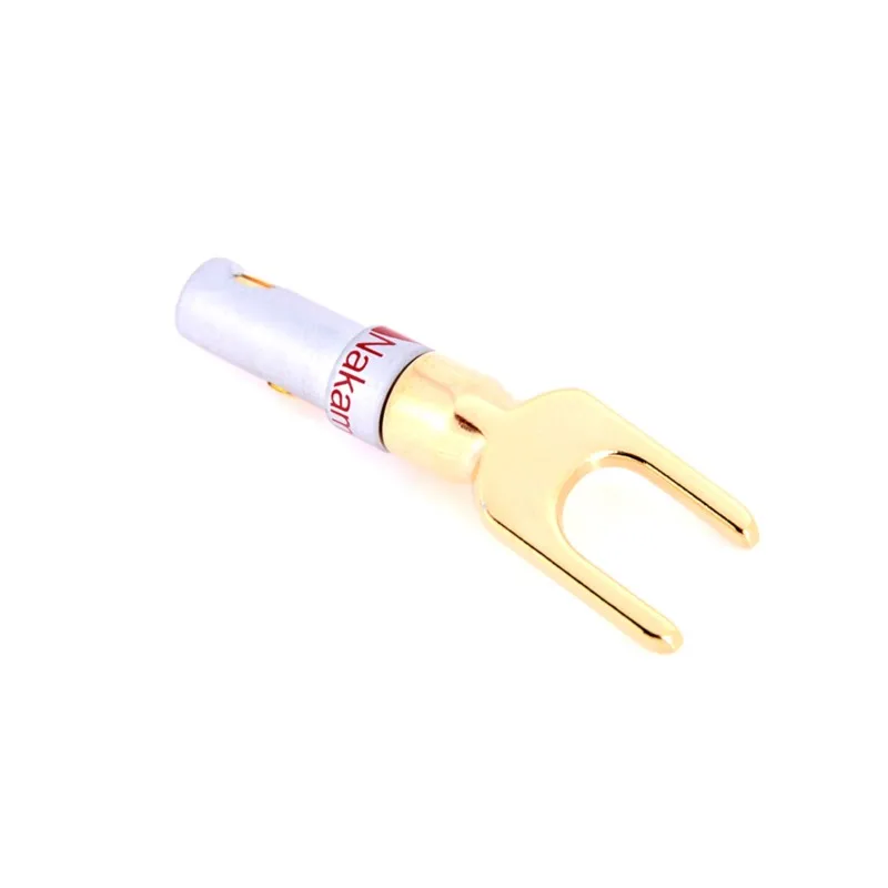 New 2pcs Copper Gold Plated Speaker Banana U Fork Y Spade Plug Wire Connector