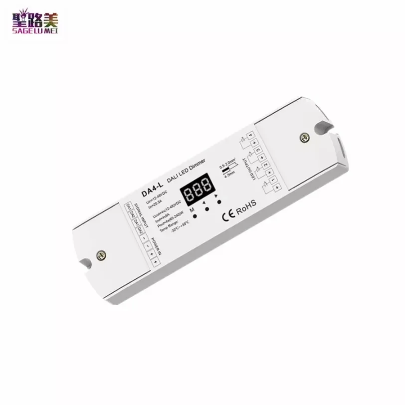 DA4-L DALI Led Dimmer 4CH*5A PWM Dimming Constant Voltage 1-4 Channel Dali address DC12V-48V 36V For Single Color LED Strip Lamp