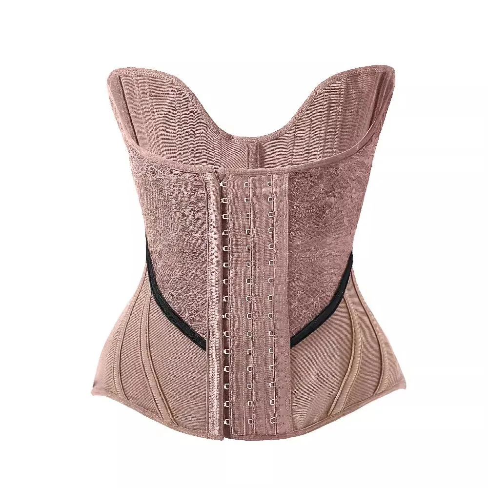 24 steel bones Angels wing Mesh Breathable lace waist trainer corset for abdominal contraction after fitness exercise 9004