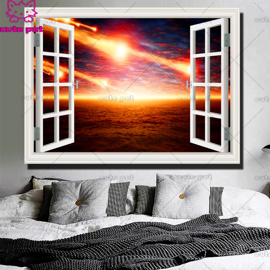 DIY 5d diamond painting window abstract planet picture embroidery diamond mosaic full square round children painting rhinestone