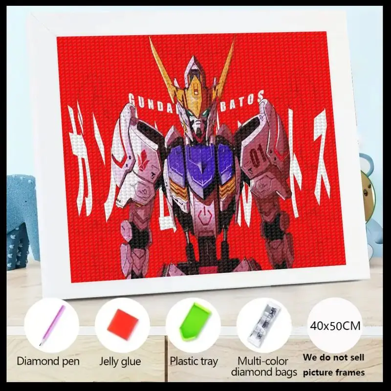 

1PC 5D DIY Full Drill Diamond Painting Kit Featuring Gundam Barbatos Mecha Robot, Large 40x50CM Anime Sci-Fi Art Craft for Adult
