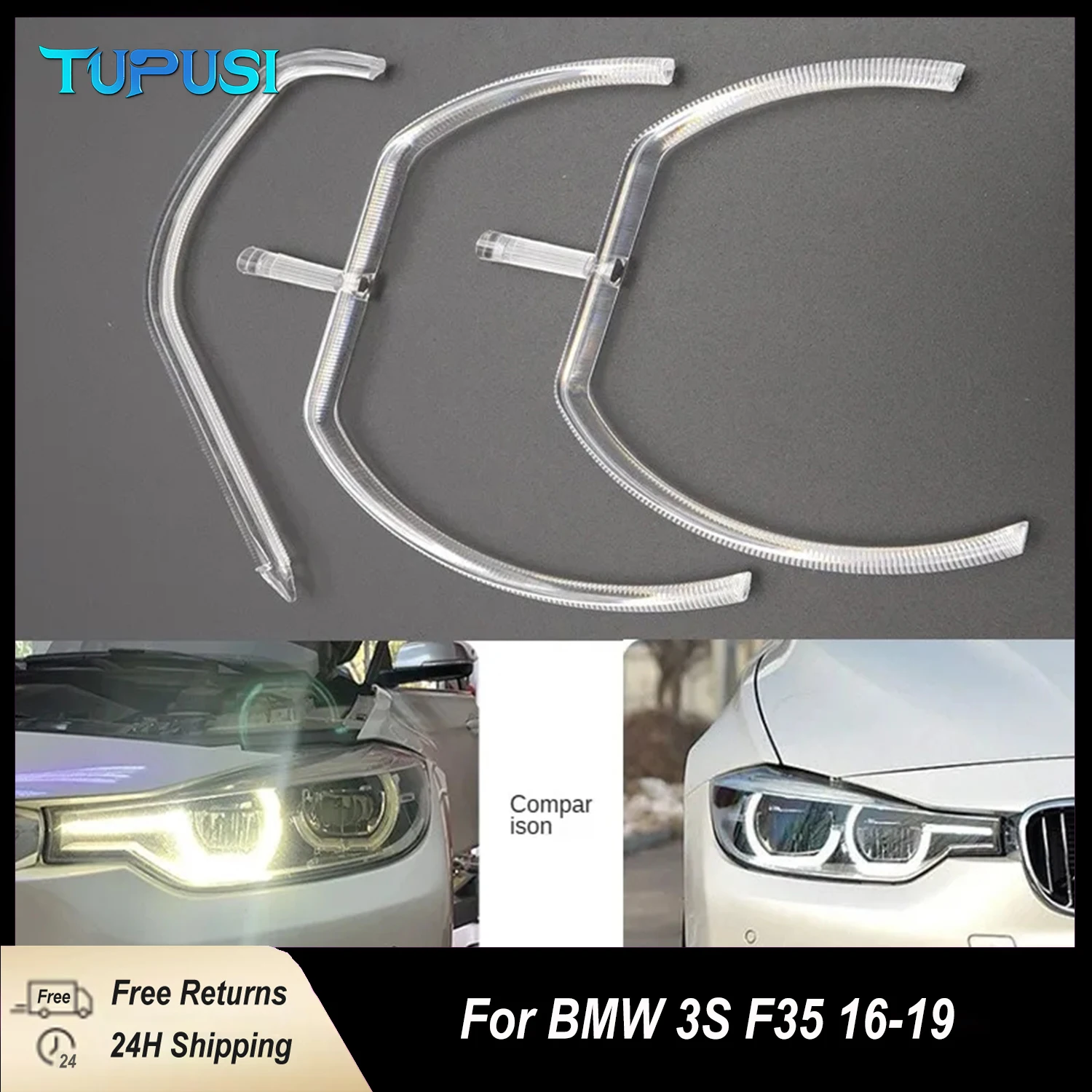 

3PCS For BMW 3 Series F35 2016-2019 LED DRL Light guide plate Light guide tube Headlight Daytime Running Light Guide Angel Eye