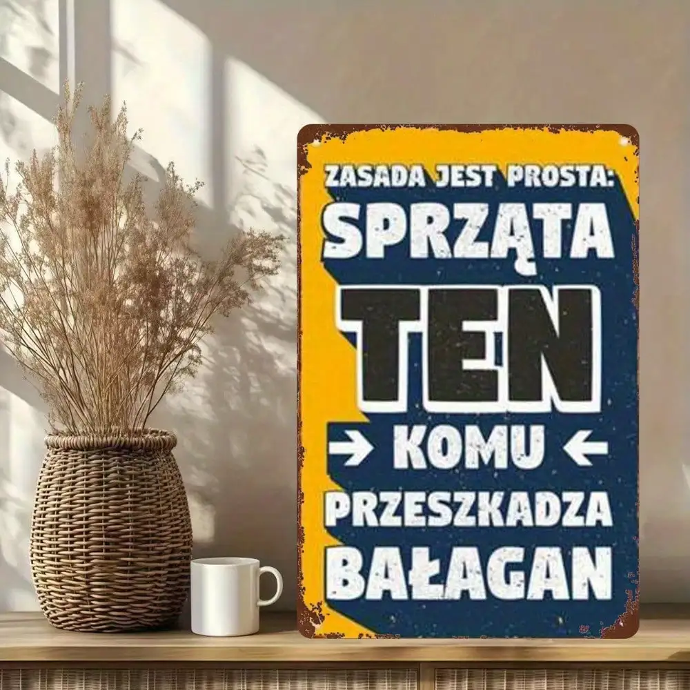 Funny Polish Cleaning Rules Iron Wall Sign 8x12 Inch Farmhouse Decor Rustic Plaque