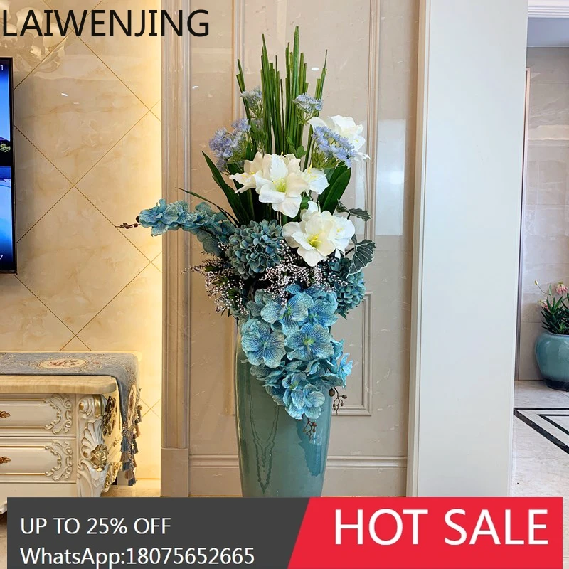 HLZ ceramic vase ornament high value living room flower arrangement simulation flower new Chinese modern light luxury decoration