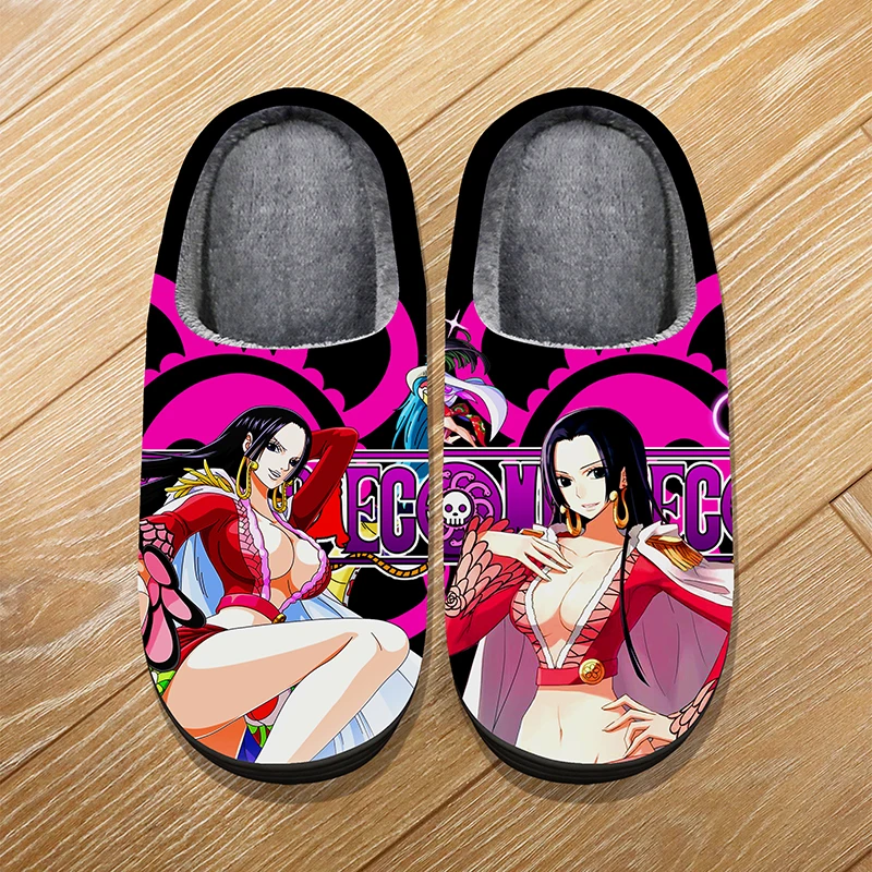 

Custom Size Winter Home Soft Warm Cartoon Slippers For Adult Kids Anime ONE PIECE Boa·Hancock Luffy Cosplay Indoor Cute Slippers