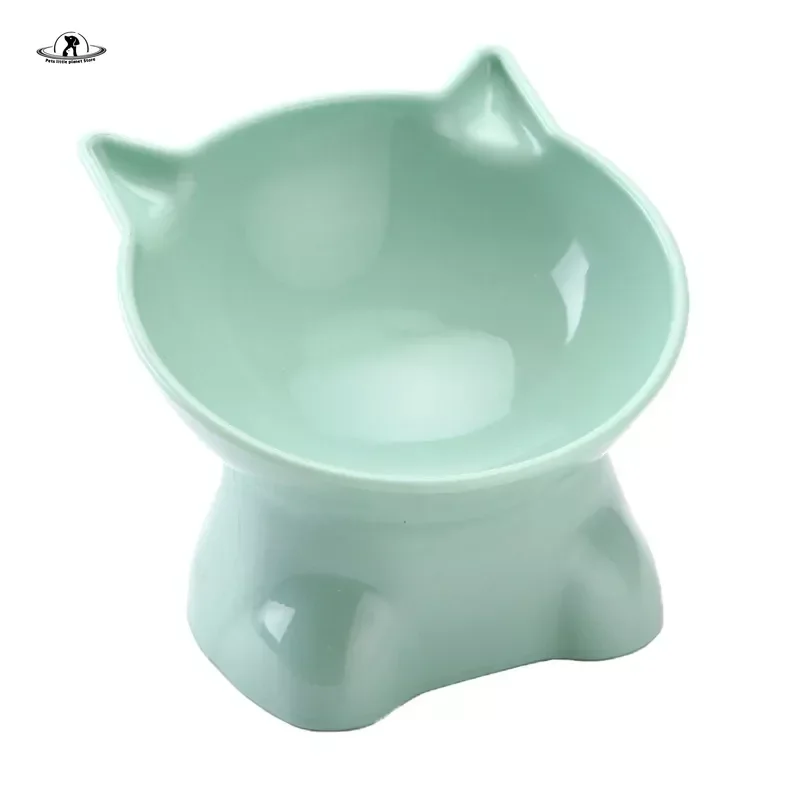 Pet Feeders Bowl Large Capacity Cats Bowls Oblique Mouth Cute Cartoon Cat Shape Cat Dog Food Dispenser Pet Feeder Pets Supplies