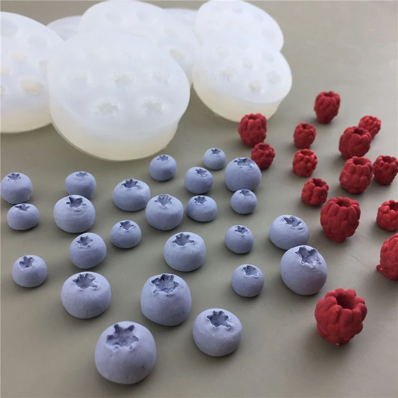 New Simulation Fruit Candle Silicone Mold 3D Blueberry Raspberry Shaped Fondant Mould DIY Chocolate Baking Mold Cake Decor Tool