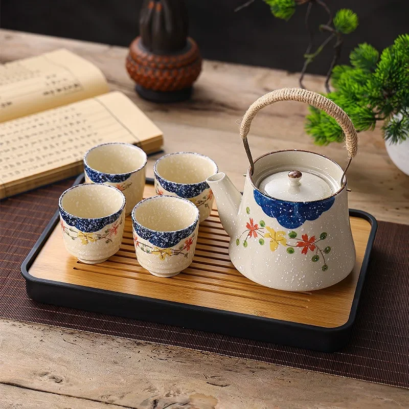 Japan Ceramic Tea Set Gift Box Creative Tricolor Porcelain Coffee Pot Large Capacity Water Bottle Home Bar Decoration Ornaments