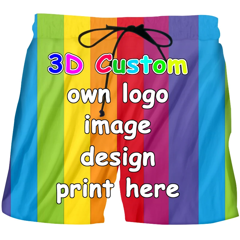 Zomer Heren En Kinderen Cool Printen Gepersonaliseerde Custom 3d Strand Shorts Fitness Vrije Tijd Hiphop Elastische Taille Groothandel