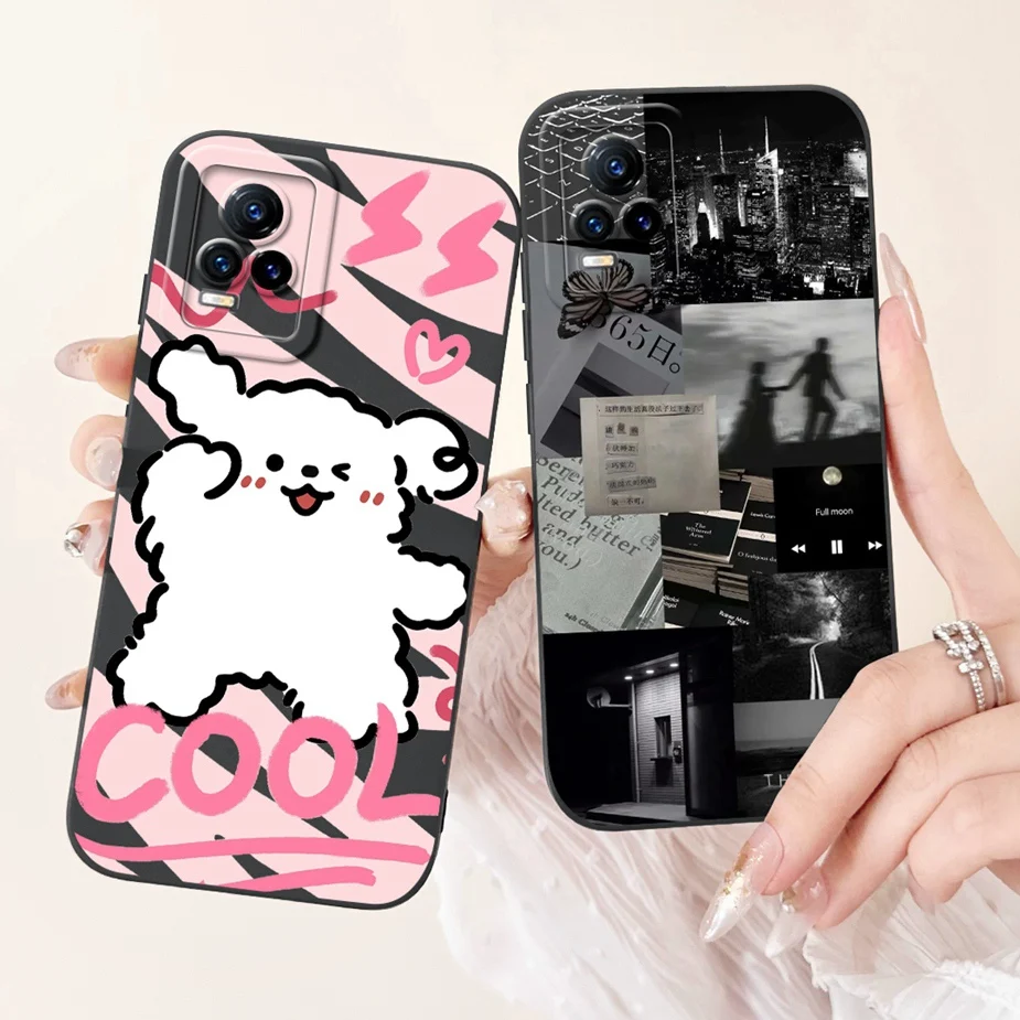 For Vivo V21e 4G Case V2061 Cute Funny Cartoon Cover 6.44'' Phone Case For Vivo V21 V2066 V2108 VivoV21 E V21e Soft Fundas Coque