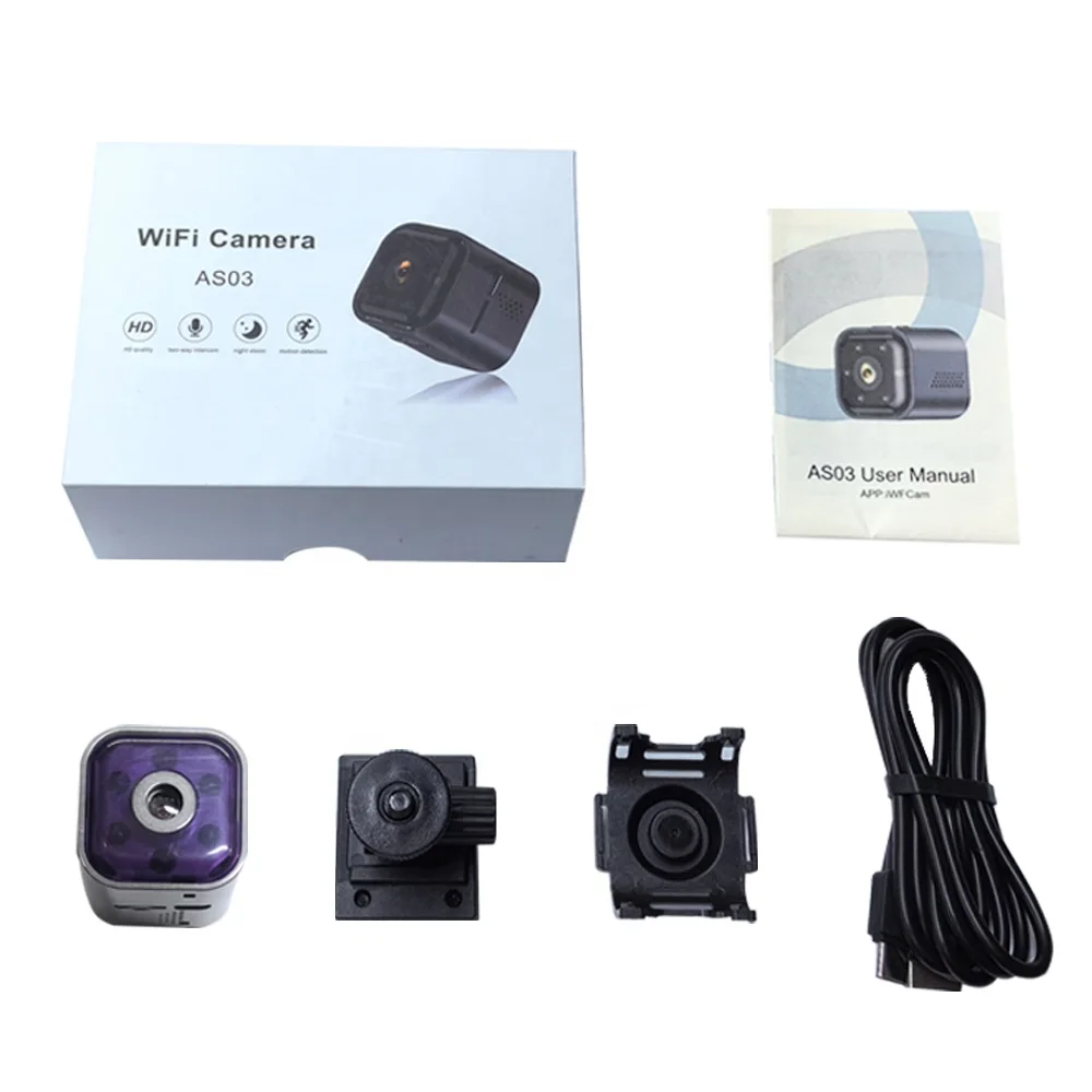 AS03 Security Mini Wireless Camera Two-way Voice Infrared Night Vision Remote Monitoring Low Power Mini WiFi Camera 1080p