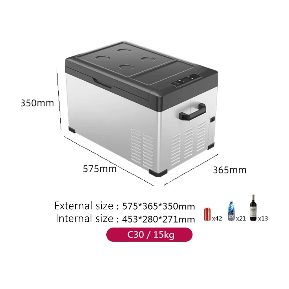 30L Refrigerator -20°C ~20°C Compressor Mini Fridge Food Drink Freezer Cooler APP Controll 12V/24V/110-240V Home Auto Use