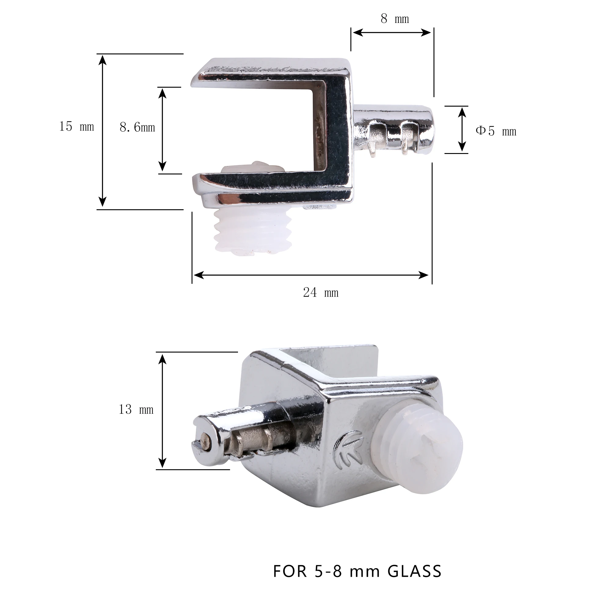Zinc Alloy material Chrome color 5-8mm glass shelf support Heavy Duty glass holder