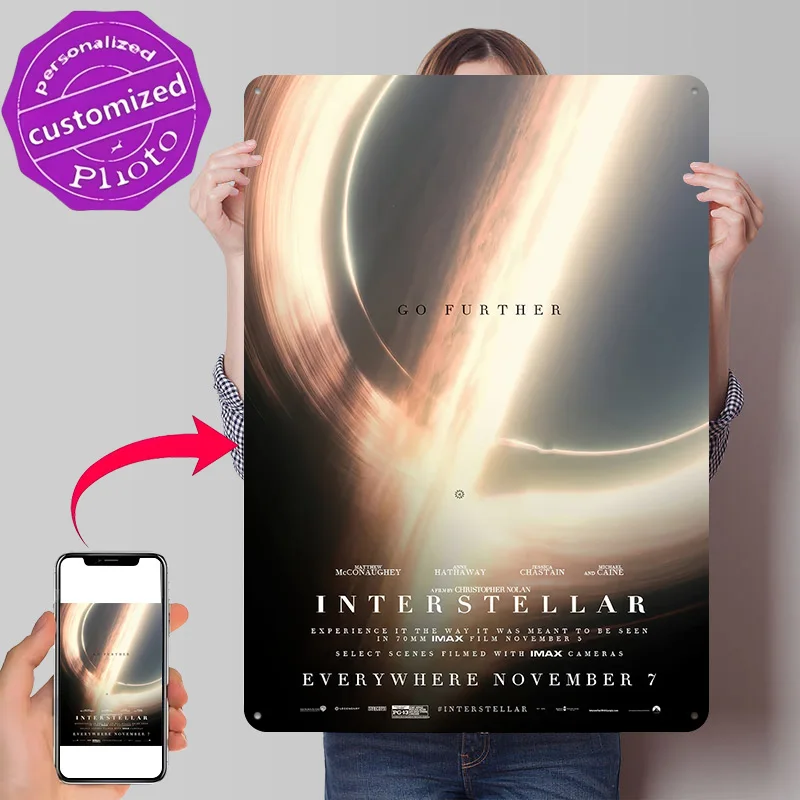 Interstellar Movie Metal Poster Perfect Gift for Fans Lovers Customized Wall Art Metal Sign for Modern Home Decoration Room Tin