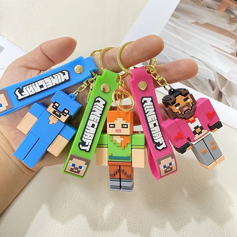 Game Minecrafte Figure Keychain Keychain MC Cartoon Creeper Doll Silicone Backpack Pendant Gifts