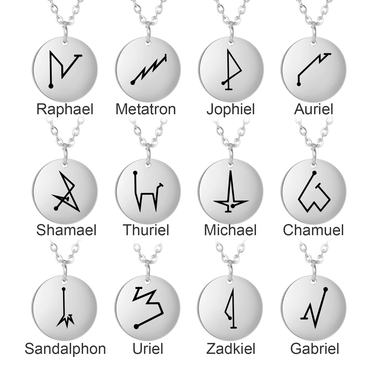 Dawapara Arcanjos Selos Colar Amuleto de Proteção de Força Michael Uriel Raphael Jophiel Gabriel Salomão Aço Inoxidável