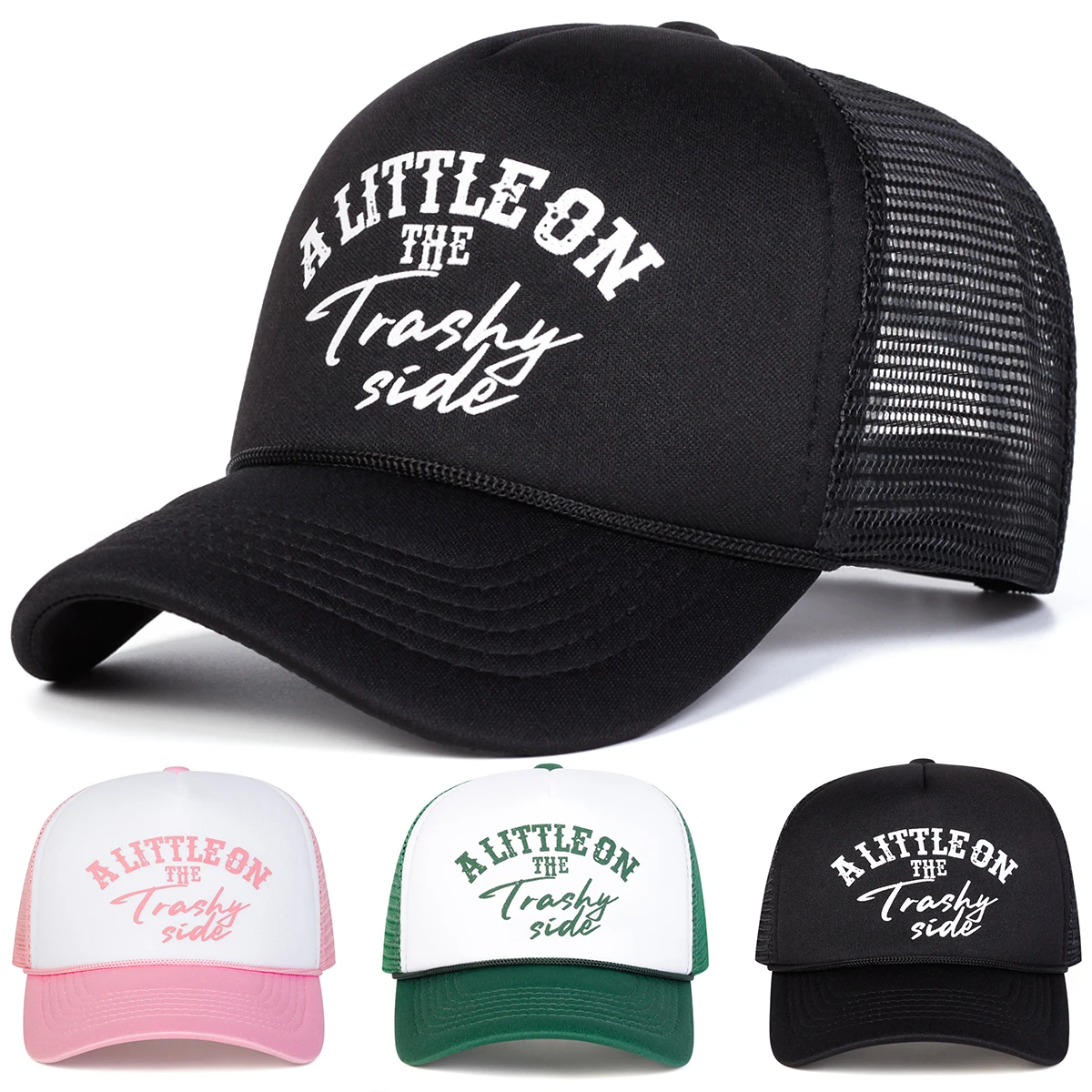 Unisex A LITTLE ON THE TRASHY SIDE Baseball Net Caps Spring Summer Outdoor Adjustable Casual Hats Sunscreen Hat Sports Cap