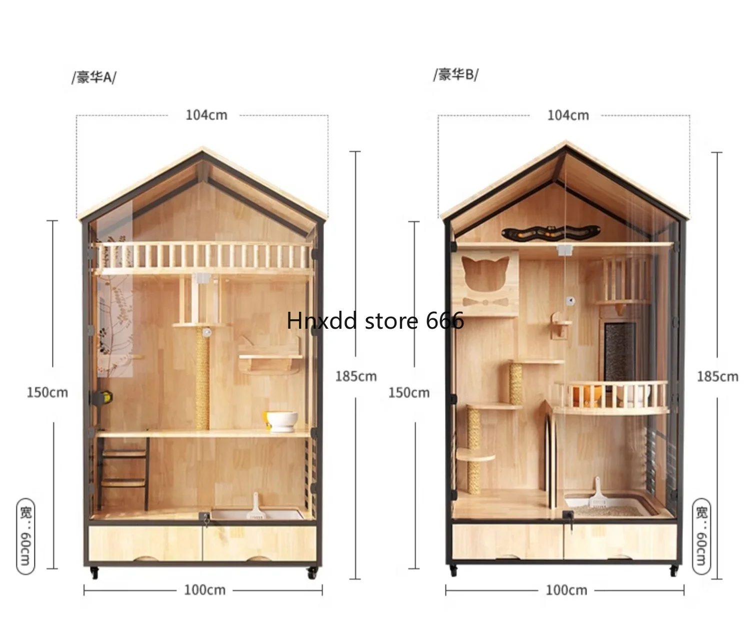 

Villa solid wood indoor cat house luxury three-layer cat nest cage cabinet with toilet