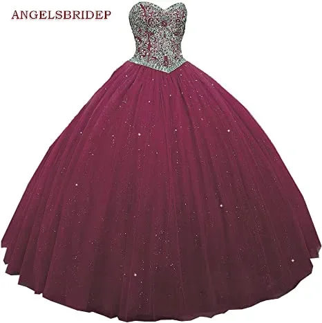 

Glittering Sweetheart Ball Gown Quinceanera Dresses Princess Vestidos De 15 Anos Sparkly Crystal Beaded Birthday Party Gowns