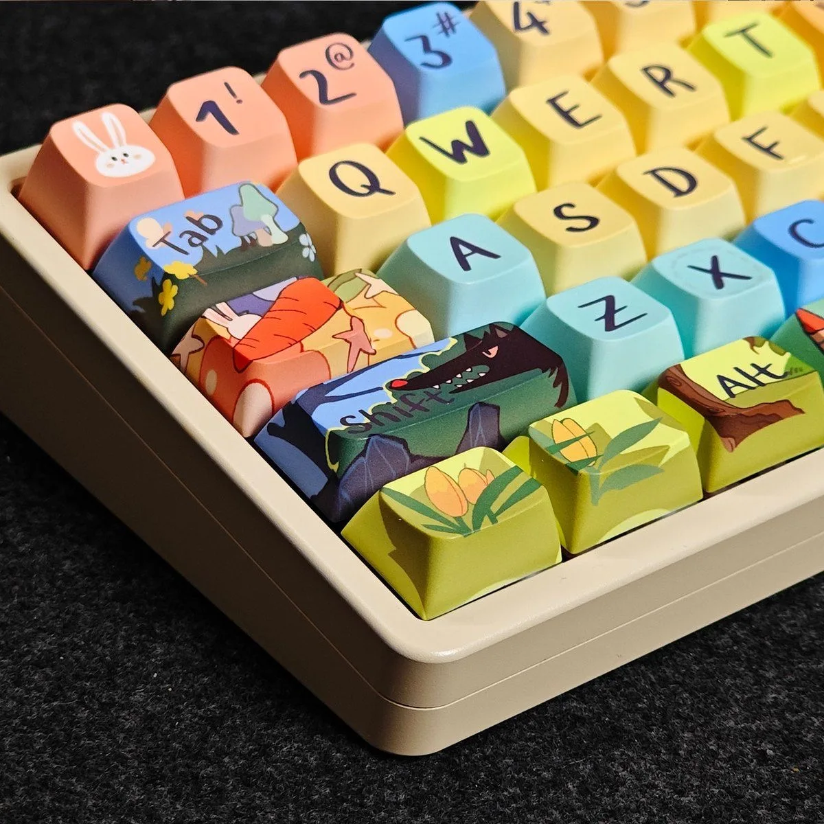 143 Keys Colorful Fairy Tale Keycaps Cute Personalized Sublimation PBT Material FA Keycaps Mechanical Keyboard Cartoon Keycaps