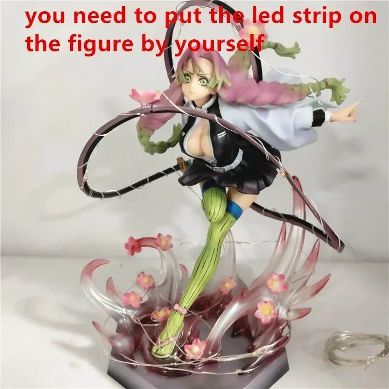 Figurines d'anime Demon Slayer Kanroji Mitsuri PVC Led jouets de bricolage Kimetsu no Yaiba 21 cm décor chambre veilleuse visuelle figurine d'action