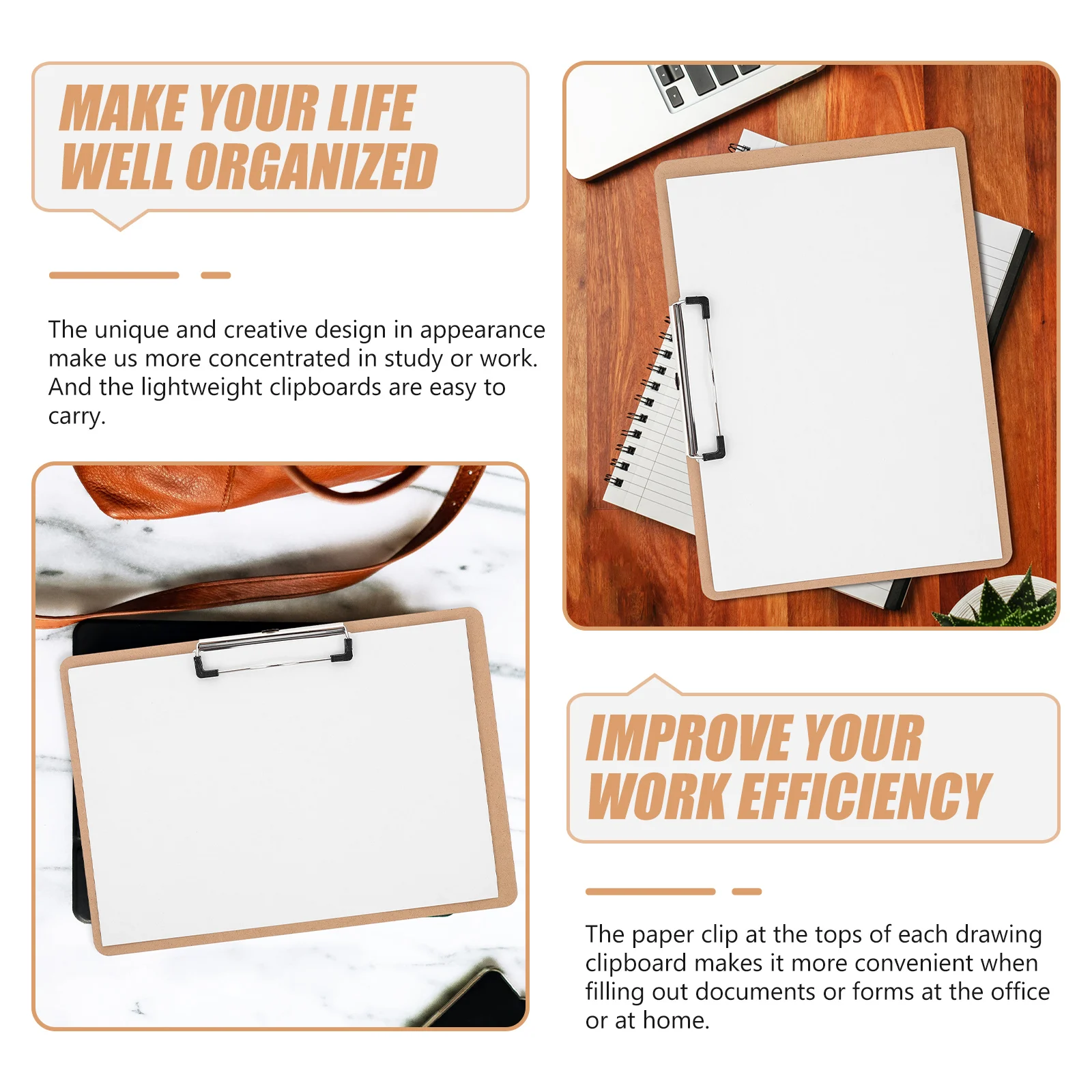

3 Pcs Writing Pad Clip Support Board Document Portable Clipboard Work File Bulk Fiberboard