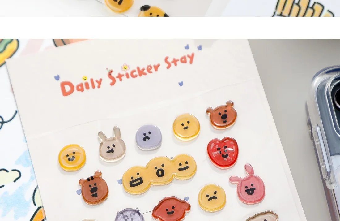 Koreanische 3D Smiley-Kristallaufkleber DIY Bastelbedarf BONITO Edelstein-Sticker für Scrapbooking, Junk Journal & Heimdekoration – Detail 10