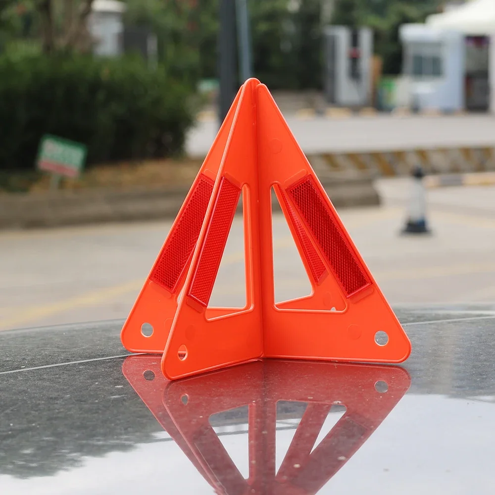 Car Reflective Triangle Plate Foldable Automobile Trunk Emergency Annual Inspection Triangle Sign Road Warning Signs Accessories