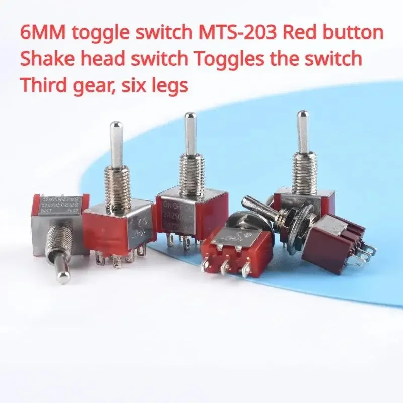 

5pcs 6MM button switch MTS-203 red button shake head switch toggle switch 3rd gear 6th pin