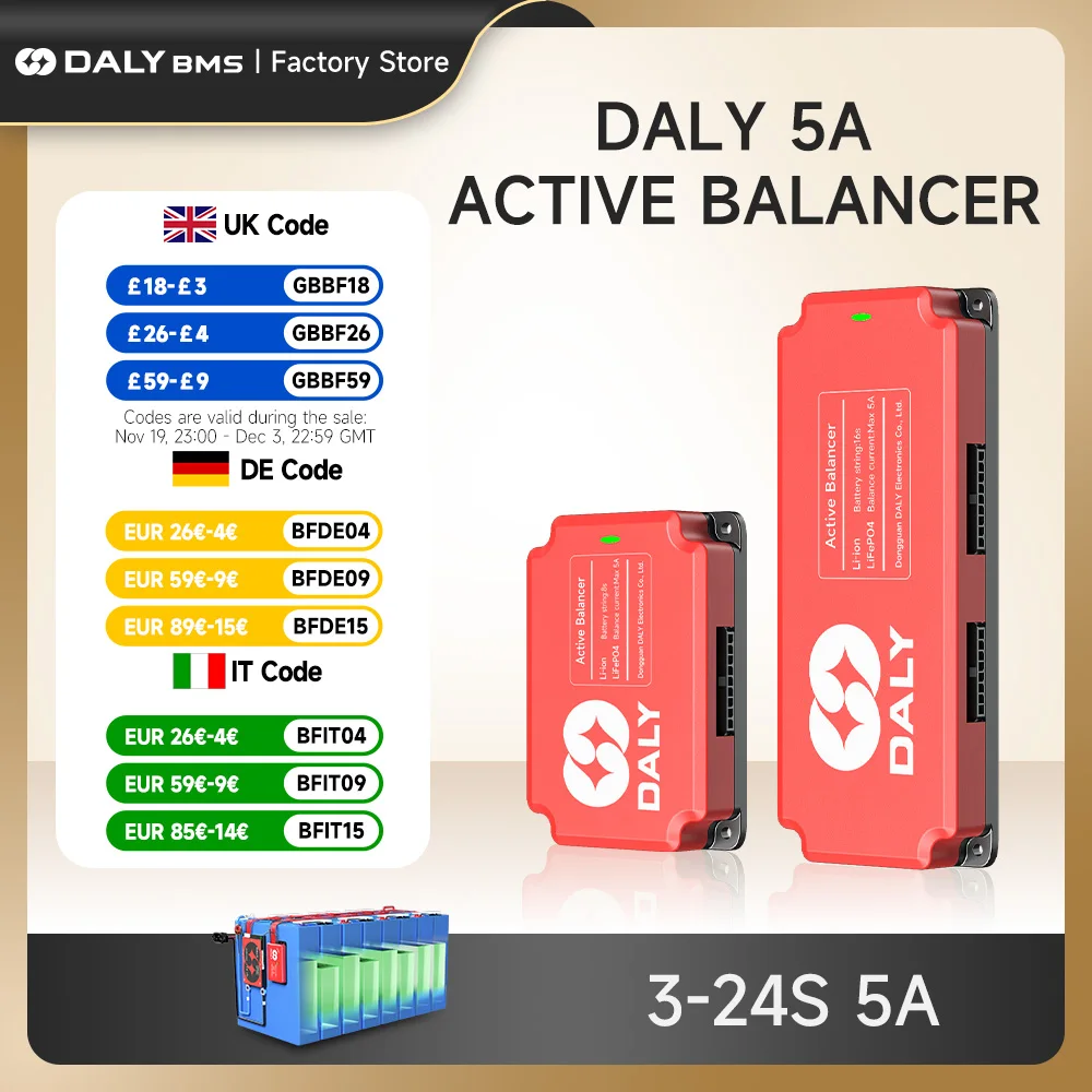 

Балансировочная плата Daly BMS 5A 18650, активный эквалайзер, балансир Lifepo4 3S 4S 8S 10S 13S 16S, литиевые аккумуляторы с активным балансиром