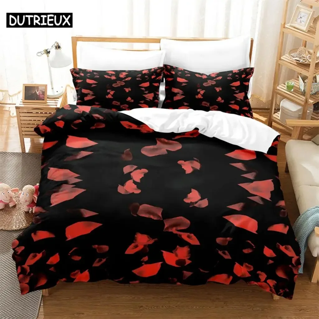 3PCS Red jellyfish Bedding Sets Home Bedclothes Super King Cover Pillowcase Comforter Textiles Bedding Set