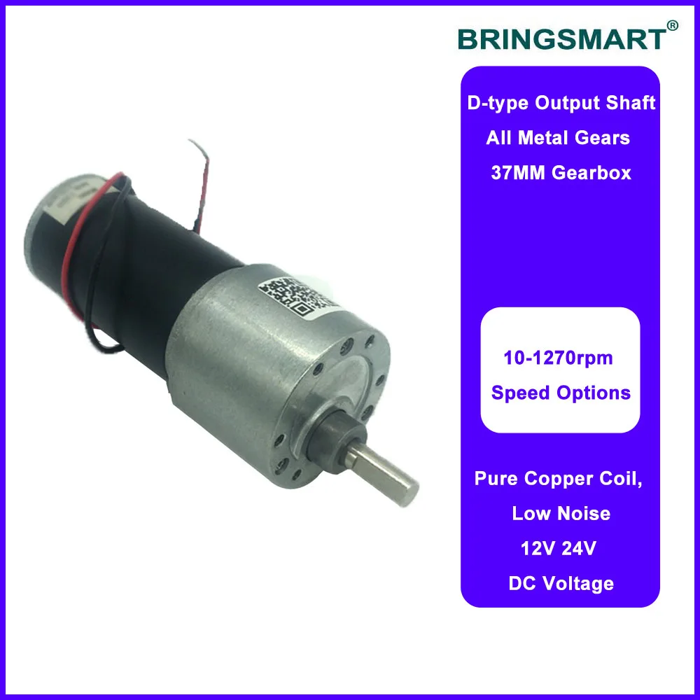 Bringsmart JGB37-3157 DC Gear Motor 12 Volt Reductor Engine High Speed High Torque Reversible 24V DC Reversible Reduction Geared