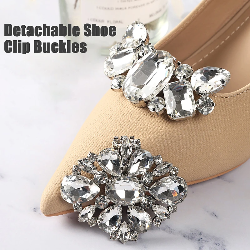 1Pcs Lady Shoe Clips Wedding Bride Shoes Decoration For Women High Heel Removable Jewelry Rhinestones Crystal Shoes Decorations