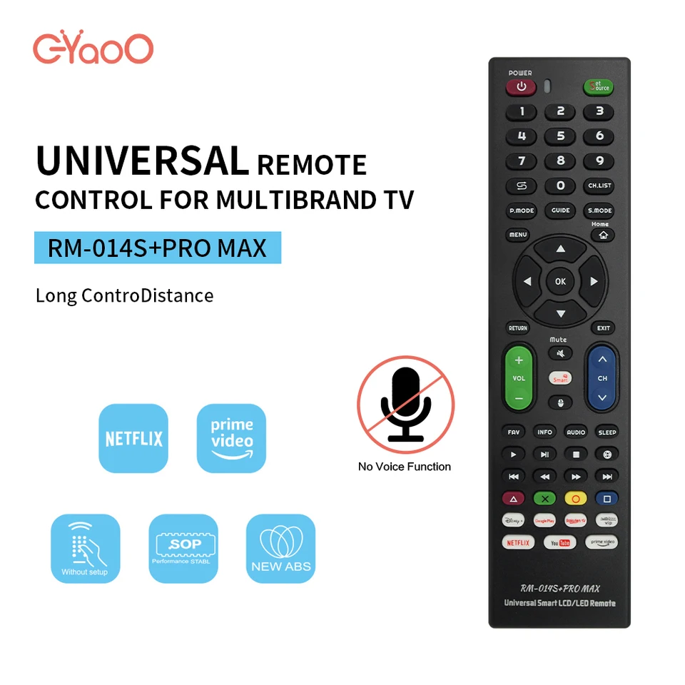Control remoto universal para TV RM-014S+ compatible con cualquier marca, necesita configuración