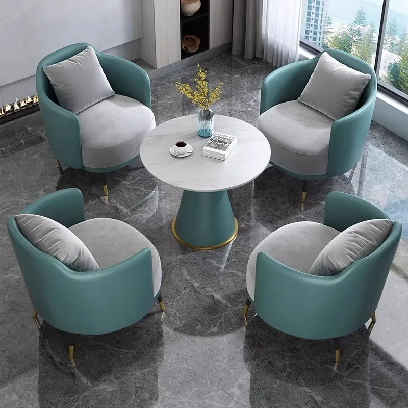 

Customizable grey one table four chairs small round table