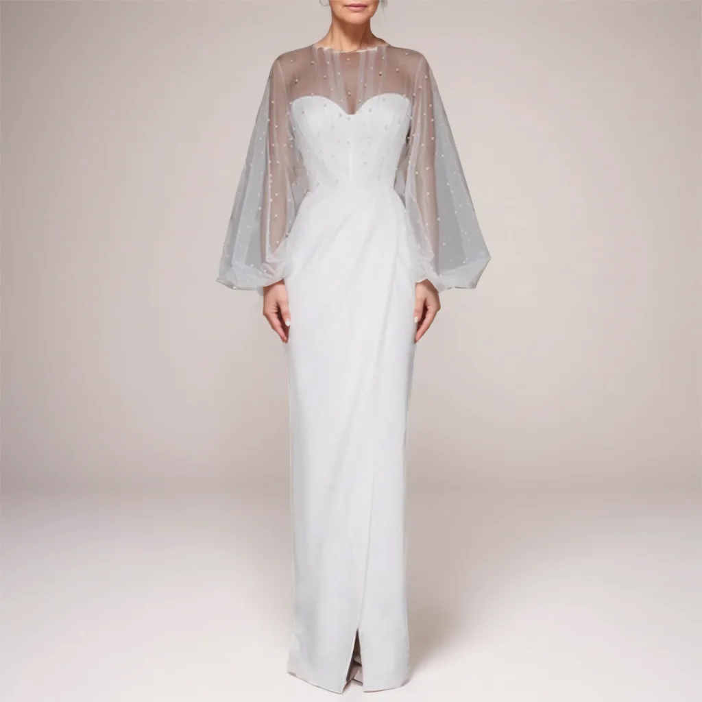 

Sexy Sweetheart Long Sleeves Beading Formal Evening Dress