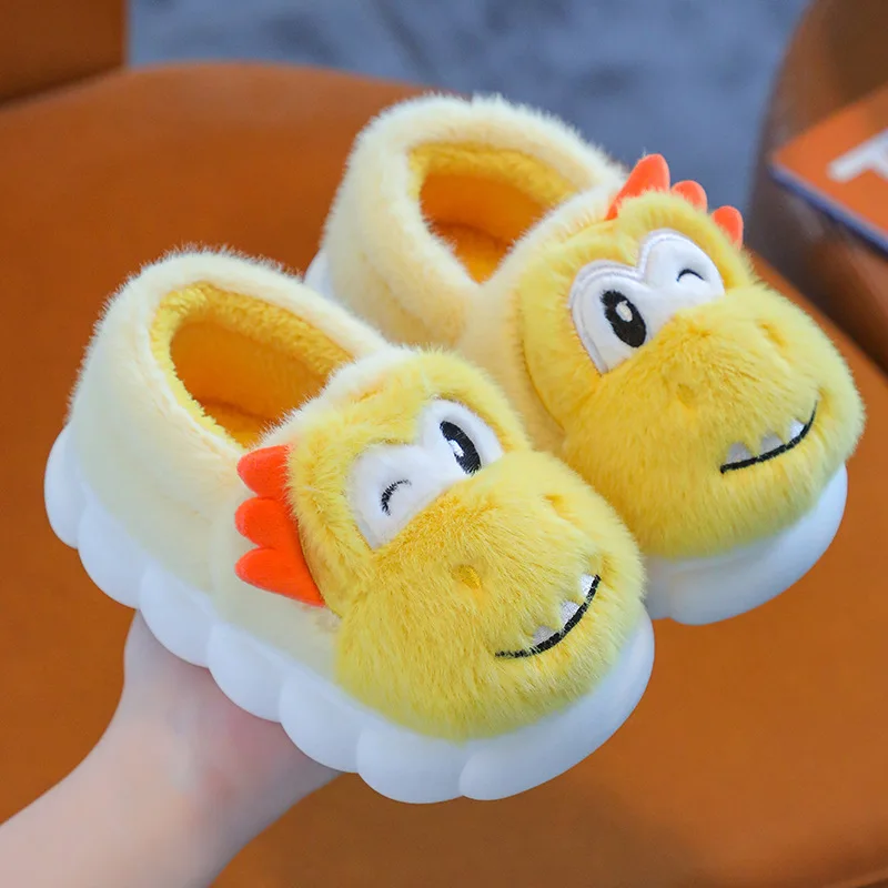 Winter Cover Heel Children Cotton Slippers Cute Cartoon Indoor Warm Kids Shoes Boys Girls Anti Slip Soft Bottom Home Slippers