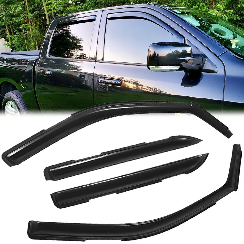 

For 2009-2018 Dodge Ram Crew Cab 1500 In-Channel Window Visors Sun Rain Guards