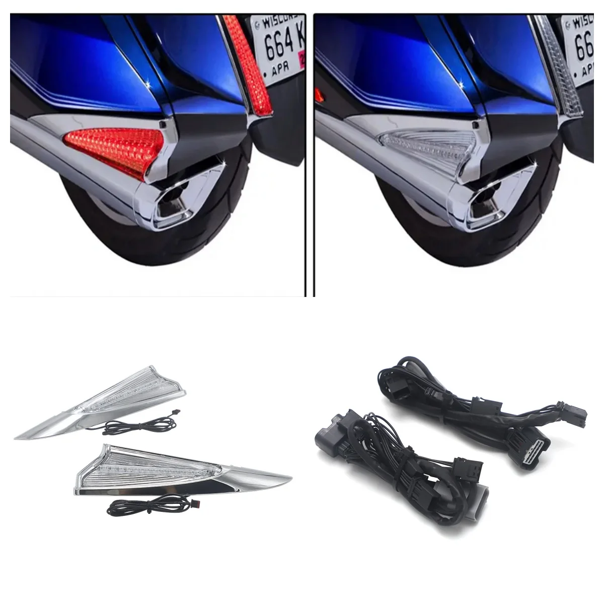 

Motorcycle Saddlebag Accent Swoop LED Light Turn Signal Case Kit For Honda Goldwing GL1800 GL 1800 F6B 2018 2019 2020 2021