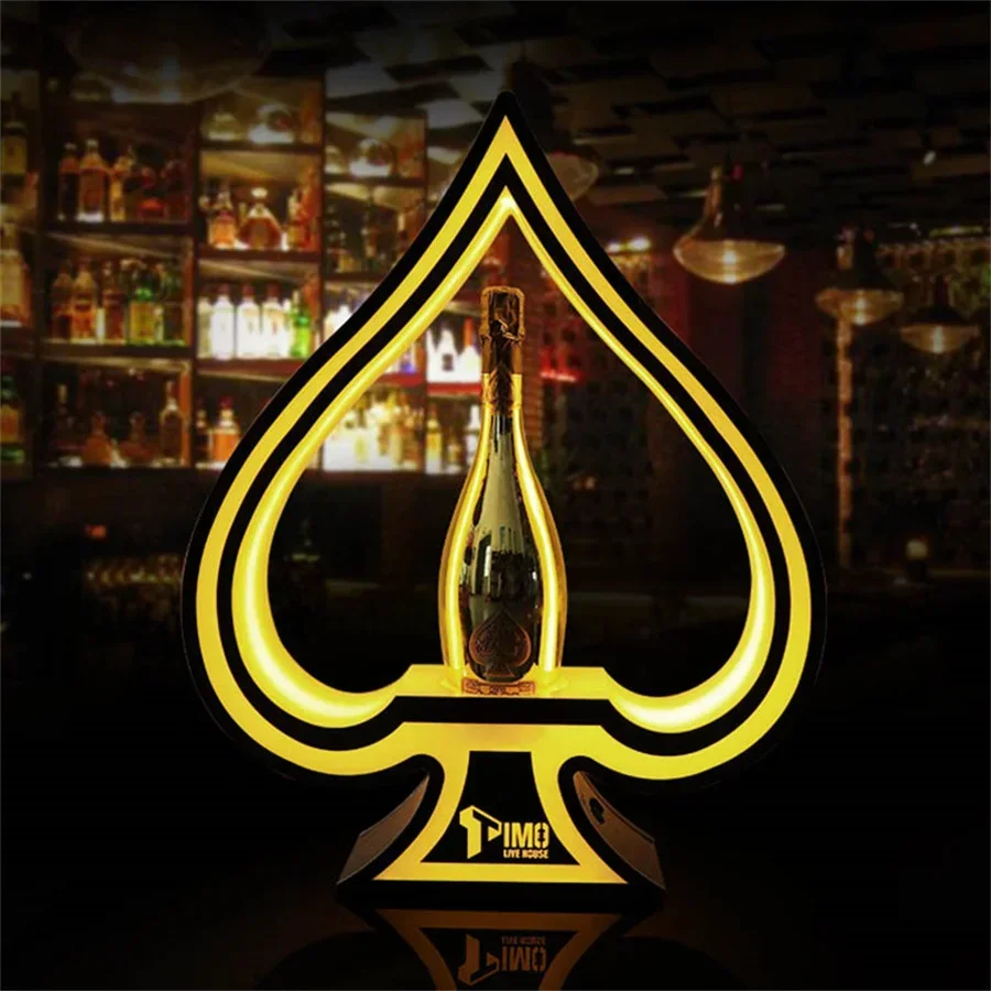 LED Ace of Spade Bottle Presenter VIP Champagne Wine Bottle Glorifier for Events Wedding Party Lounge Bar NightClub Decor