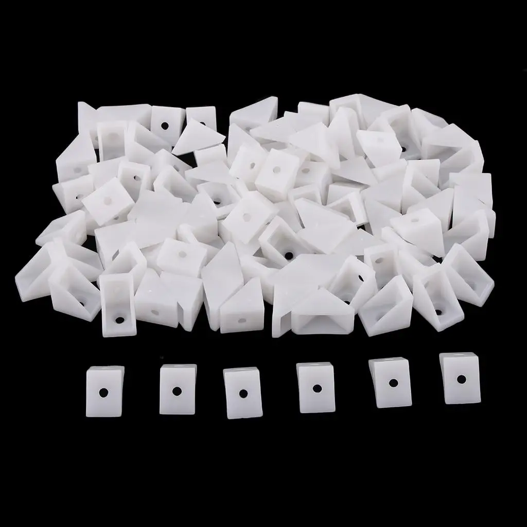 100Pc White L Shape Corner Braces Joint Brackets Furniture Corner Protectors