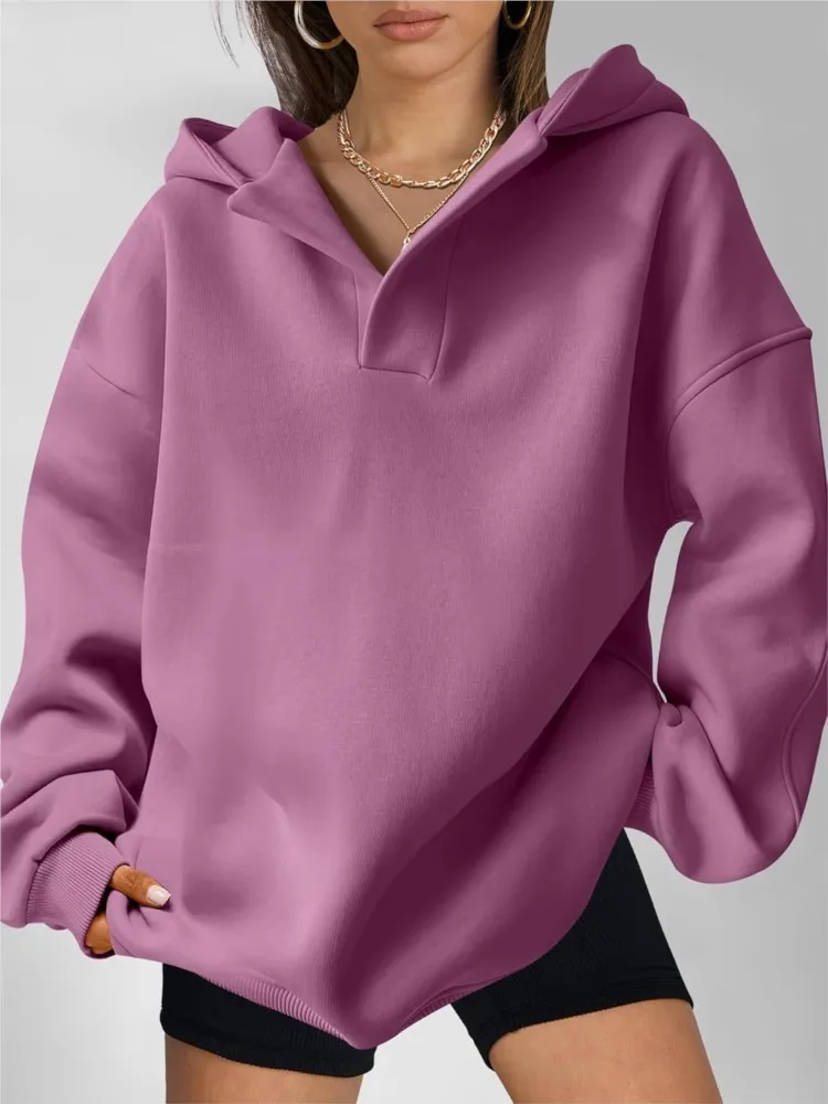 Hoodie Women's Streetwear 2025 New Autumn Winter Sportswear Elegant Solid Color Long Sleeve Hoodie Loose Casual Sweatshirt Top
