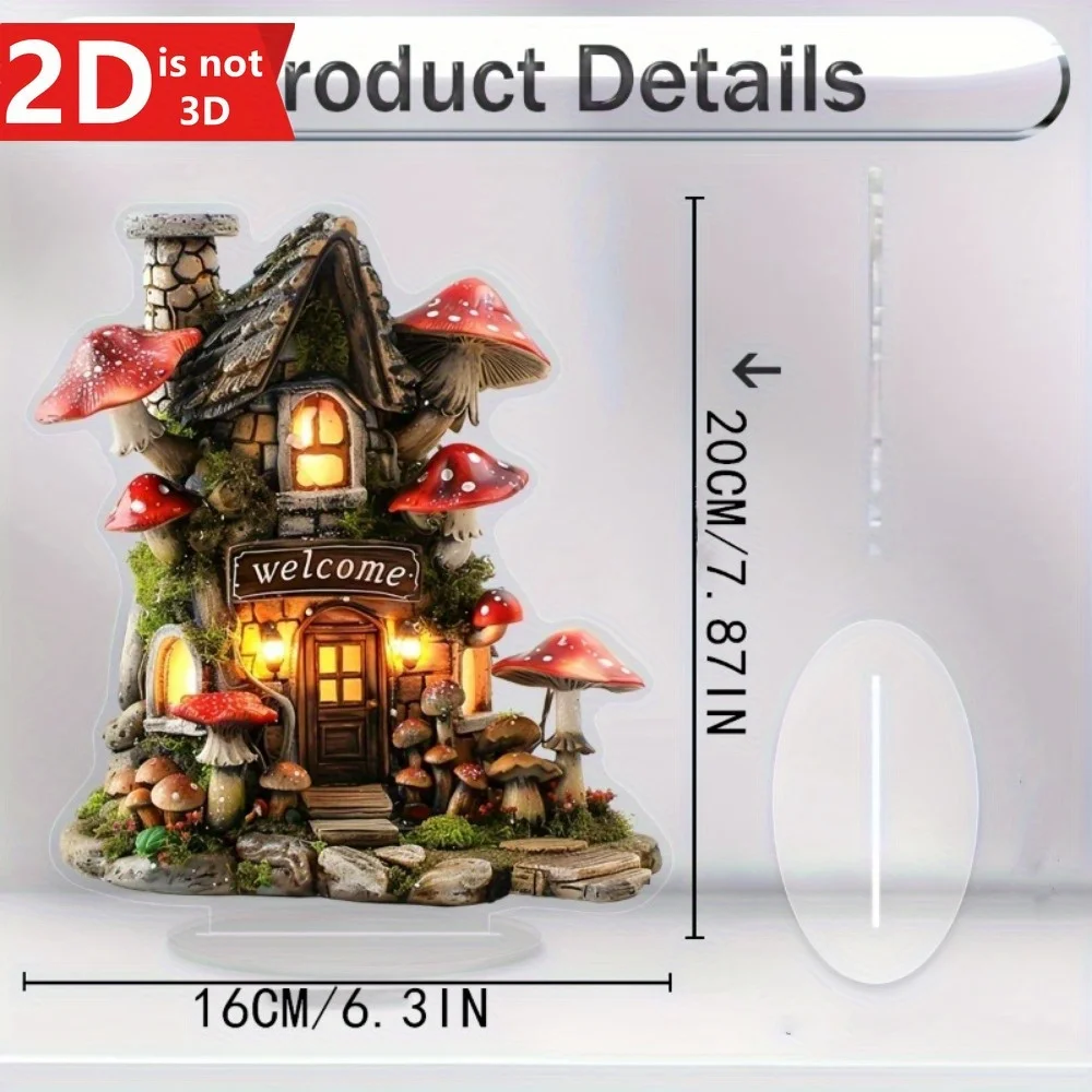 2D Mushroom House صائد الشمس مع قوس. مثالية للمنزل والمكتب وهدايا عيد الميلاد. #2