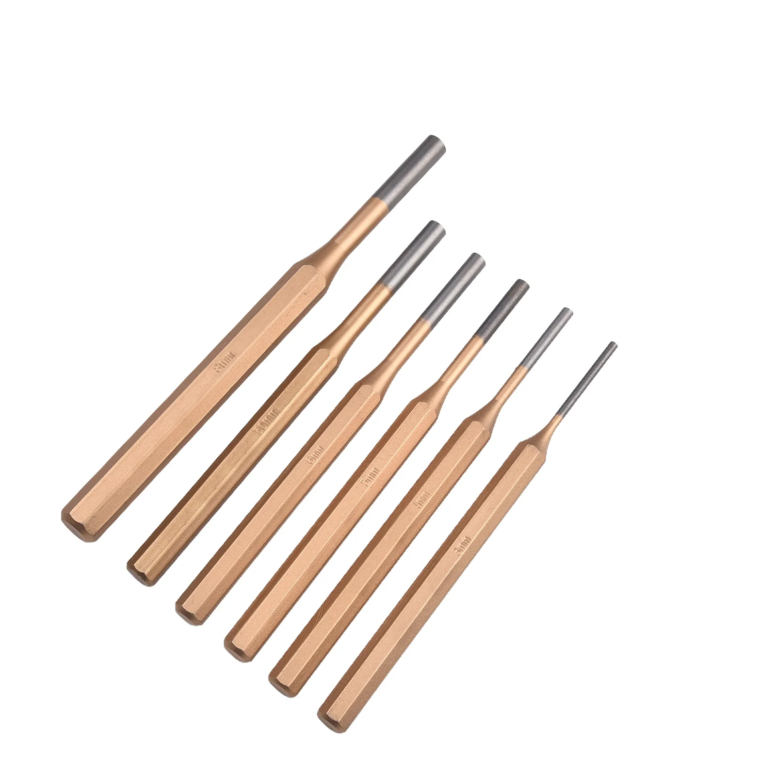 

6pcs CR-MN Steel High Hardness Cylindrical Chisel Round Head Center Punch Chisel 3-8mm For Different Situations Hand Tools