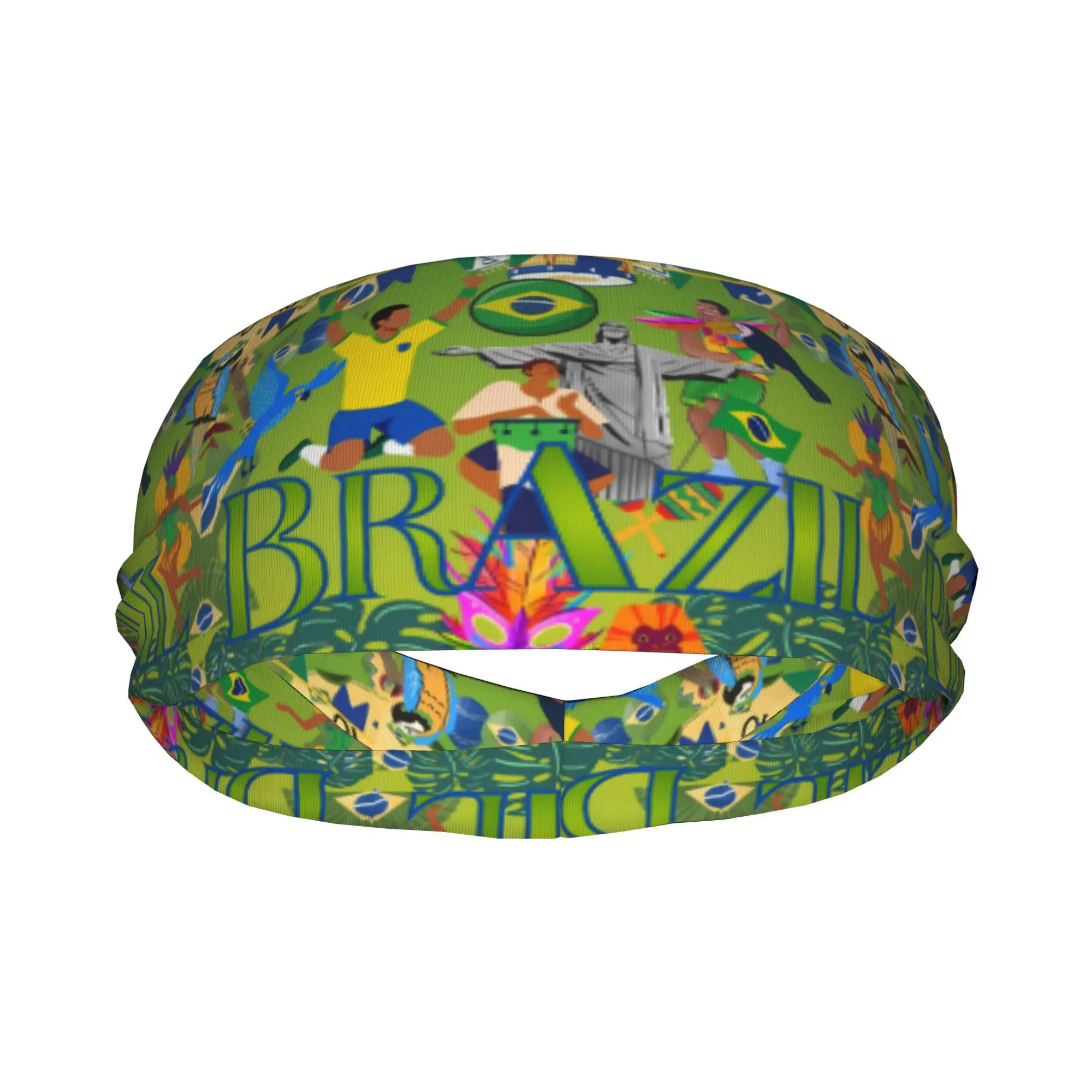 Brazil Cultural Print Elastic Sports Sweat Headband Breathable Hair Band For Brazilian Supporters Football Running Carnival