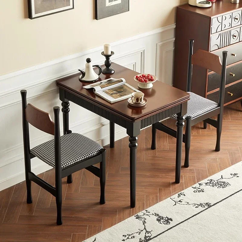 X6Mid Century Dark Dining Tables Foldable French Chic Vintage Dining Tables Unique Tall Legs Table A Manger Pliante Furnitures