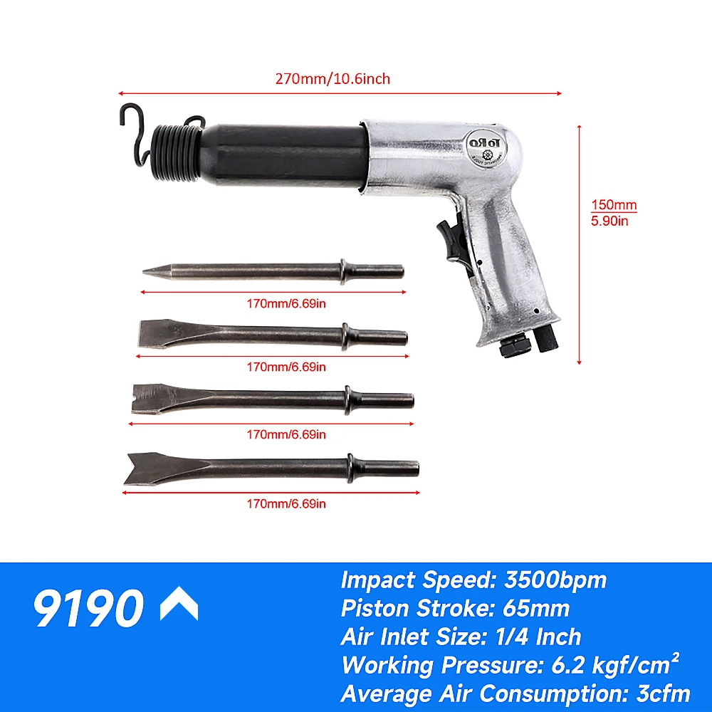 Air Hammer Professional Handheld Pistol Gas Impact Shovels Small Rust Remover Pneumatic Tool Kit Powerful Gun Chisels